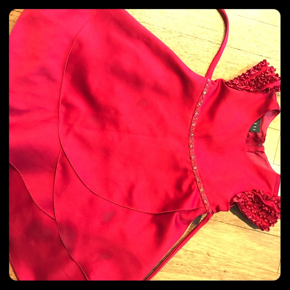 Adorable red layered silk toddler dress
